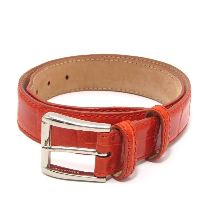 Vaccari アリゲーターベルト VACCARI - アリゲーター ALLIGATOR LEATHER BELT ( レッド ) | 4.444glad