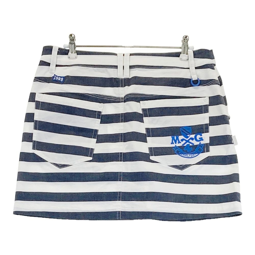 サイズ 2 PEARLY GATES パーリーゲイツ 30周年モデル ストレッチスカート ボーダー柄 ネイビー系 240101407720 ゴルフウェア レディース ストスト