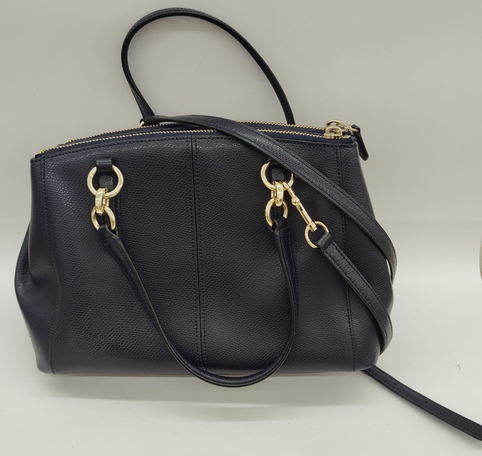 COACH/コーチ/2way ショルダーバッグ/ハンドバッグ/ネイビー 極美品 コーチ 2way ショルダーバッグ ハンドバッグ レザー 紺色
