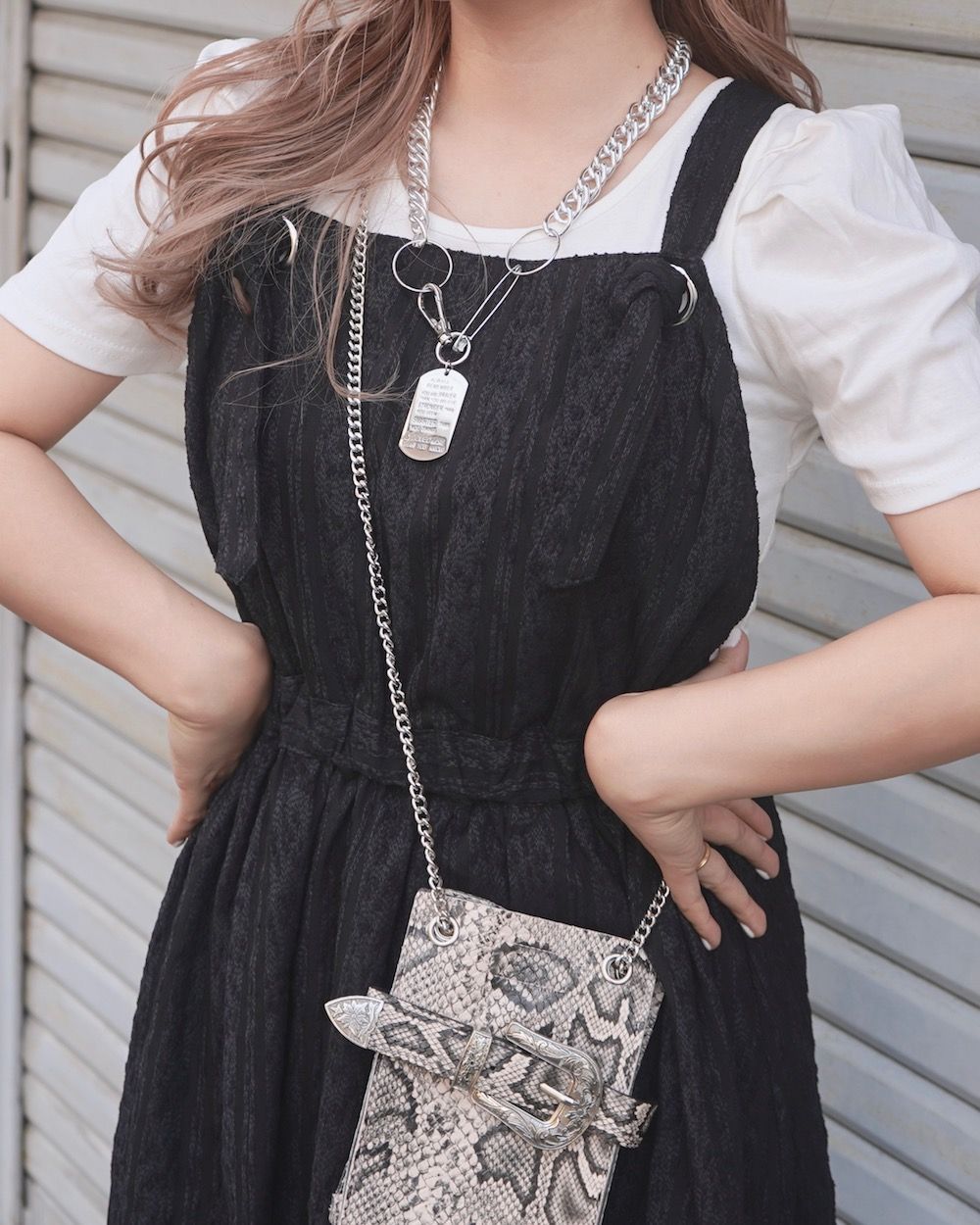 Lacy Stripes Salopette Flare Skirt black - imukat Select - メルカリ