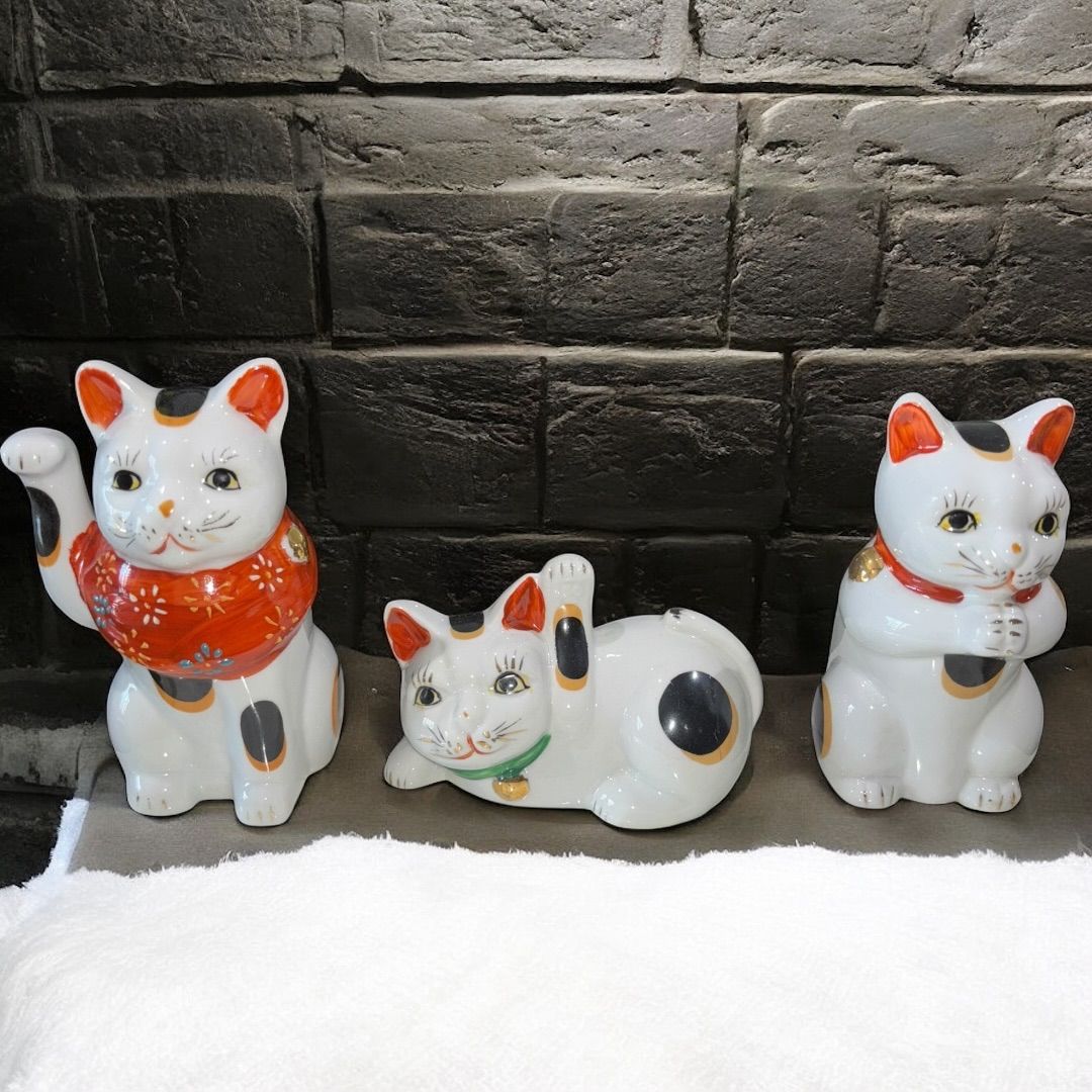 招き猫 アンティーク 昭和 陶器 古い 希少！高さ29.5cm 昭和初期
