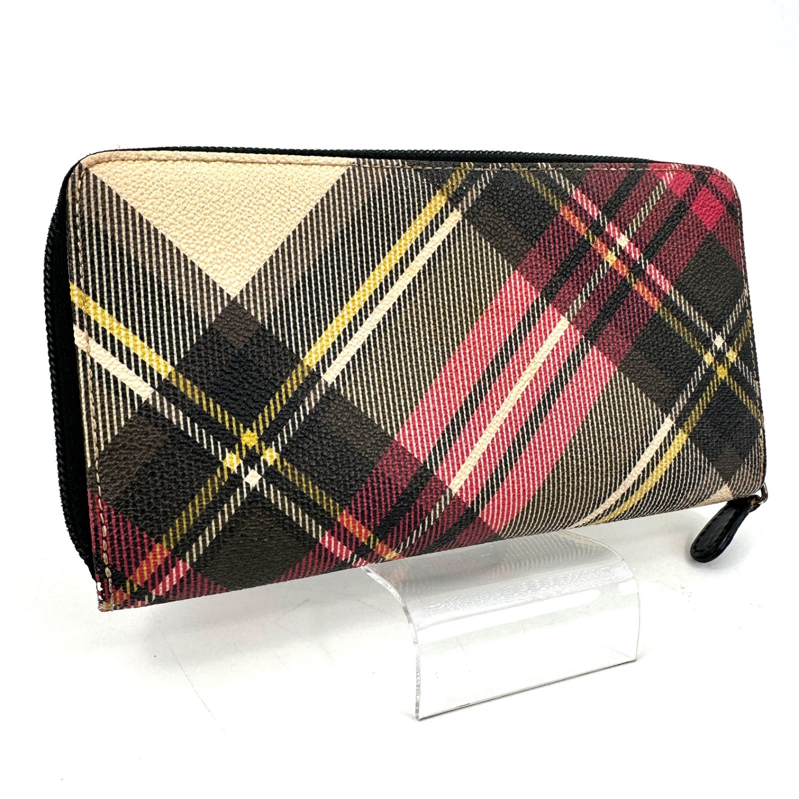ヴィヴィアンウエストウッド　長財布　オーブ　PVC ラウンドファスナー　チェック Vivienne Westwood ヴィヴィアンウエストウッド チェック柄 長