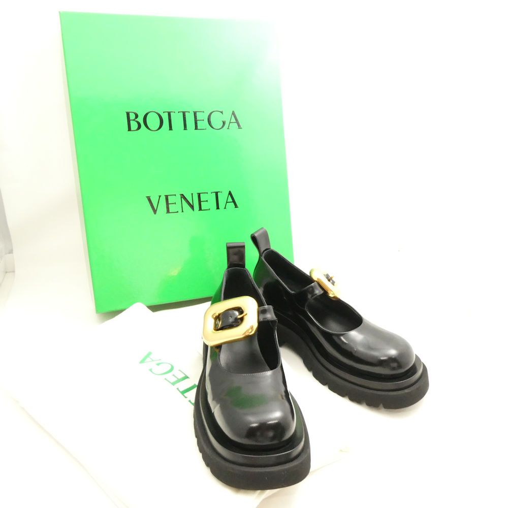 美品ボッテガヴェネタbottegaveneta.ラグメリージェーン.ブラック36 BOTTEGA VENETA / ボッテガヴェネタ / ラグメリージェーン