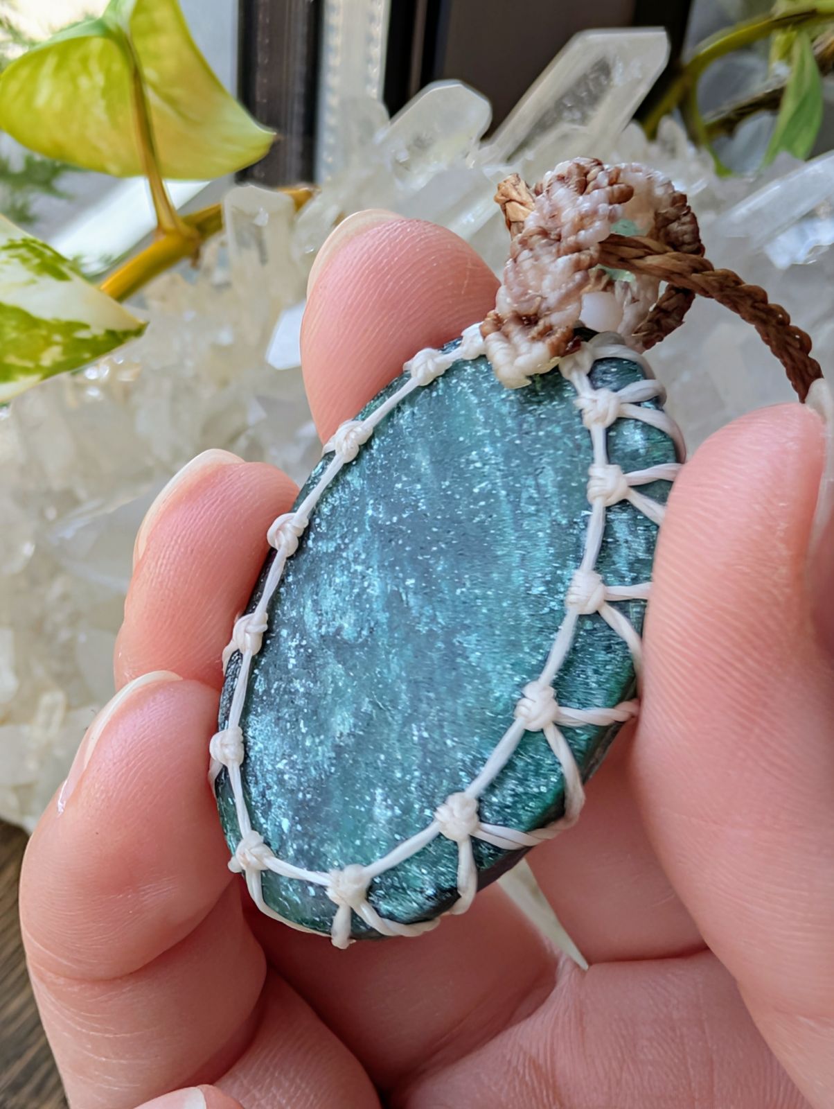 お買い得品 ☆グリーンアベンチュリンDruzy・アベンチュリン☆マクラメ