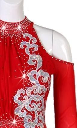 オーダーメイド 社交ダンス衣装 ラテンワンピースドレス レッド SML