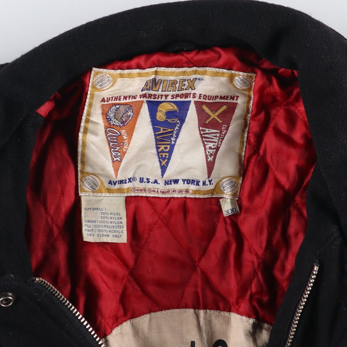 90年代ヴィンテージ！キングサイズ2XL！アヴィレックス襟ボアナイロンスタジャン 90年代ヴィンテージ！キングサイズ2XL！アヴィレックス襟ボア