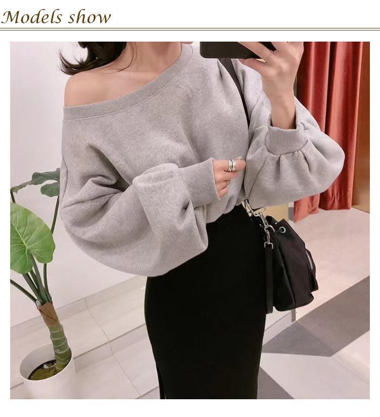 ELIN 新品未使用 バルーン袖カットソー オフショルダー プルオーバー オフショルダートレーナー トップス 長袖 2WAY オフショル