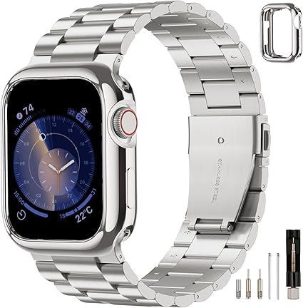 コンパチブル アップルウォッチ バンド 46mm 45mm 44mm 42mm 41mm 40mm 38mm ステンレス製 男女兼用 コンパチブル apple watch バンド メンズ 保護ケース付き ビジネス スポーツ用 交換ベルト通気