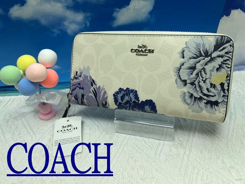 COACH 財布 コーチ 長財布 シグネチャー アコーディオン ラウンドファスナー ジッピーウォレット フローラル フラワー プレゼント 贈り物 ギフト 長財布 レディース 新品未使用 ブランド ファッション B174 F06656 14