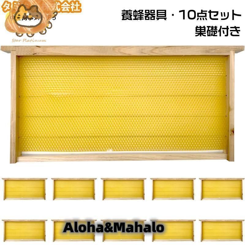 養蜂器具 10点セット 完成巣枠 巣礎付き スソ付き 巣礎 10枚