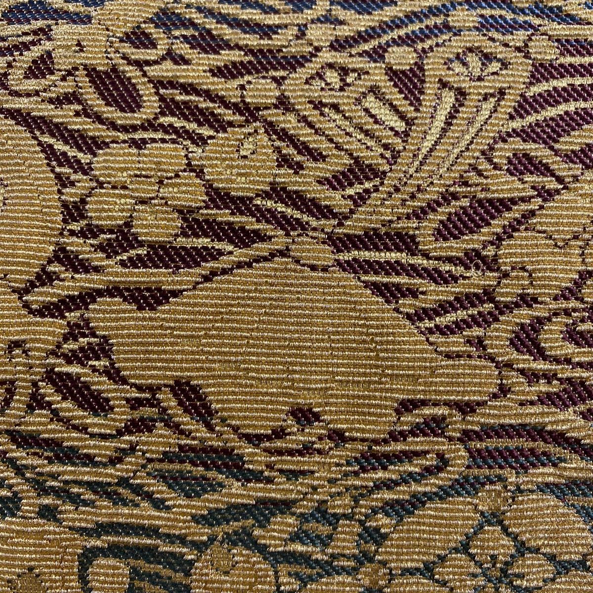 袋帯 美品 逸品 宝尽くし 波 金糸 輪奈織 金色 全通 正絹 【中古