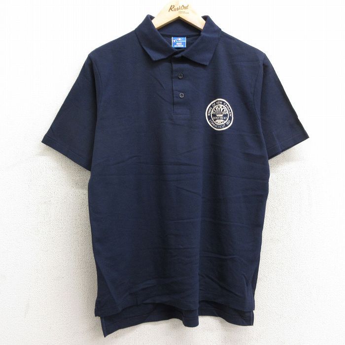 M/古着 チャンピオン Champion 半袖 ブランド ポロ シャツ メンズ 90s ニューケイナン 紺 ネイビー 24jun21 中古 トップス