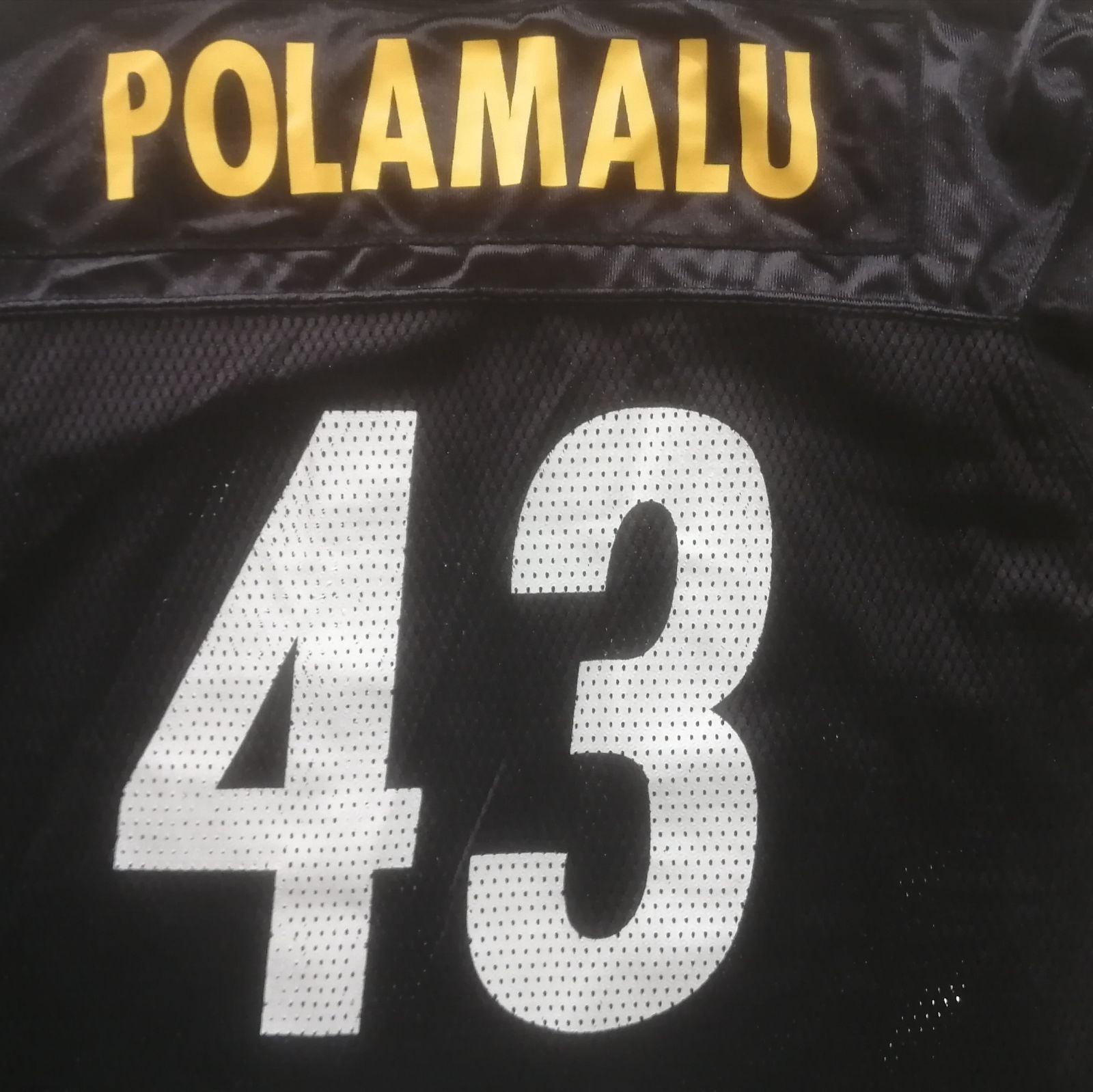 Reebok リーボック　NFL EQUIPMENT ONFIELD　「Steelers / POLAMALU #43」アメリカンフットボール　ゲームシャツ　キッズサイズXL