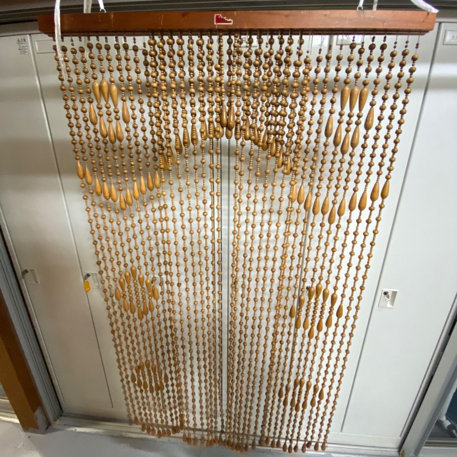 珠のれん 開閉式 昭和レトロ 木製 85cm 150cm ベージュ-新色入荷