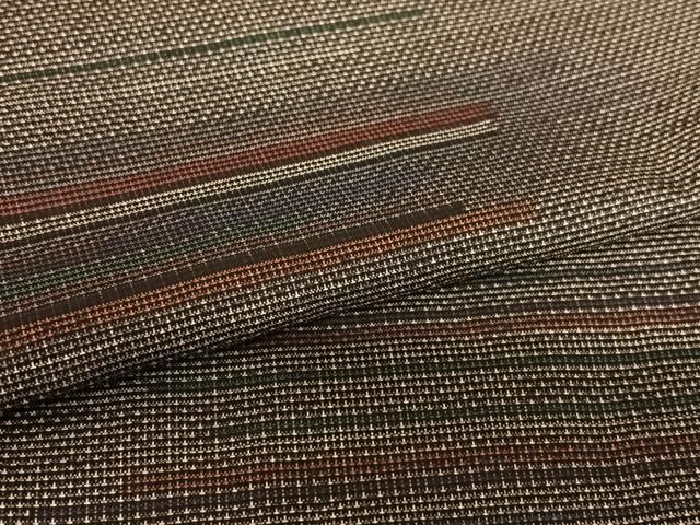 平和屋着物○本場大島紬 泥染 カタス9マルキ 横段更紗花文