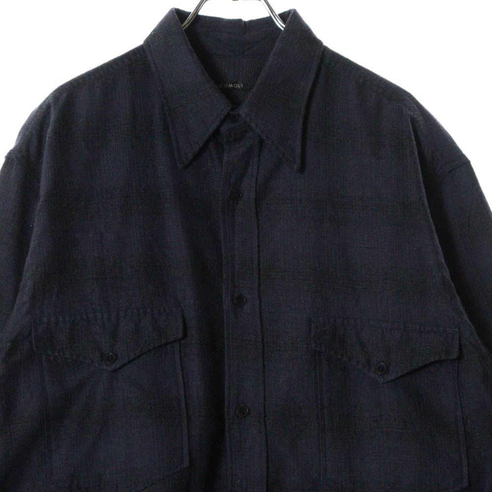美品 COMOLI コモリ ネイビー ナイロン ウール シャツ 1 COMOLI” SS22 Collection -9th Delivery- | MAIDENS SHOP