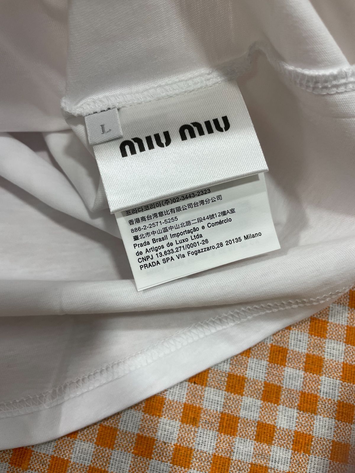 大特価✨人気品MIUMIU ミュウミュウ レディース ホワイト Tシャツ