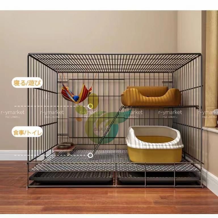 猫用ケージ 大型多頭飼い対応 折り畳み式 組立簡単 メッシュ底床 掃除しやすい