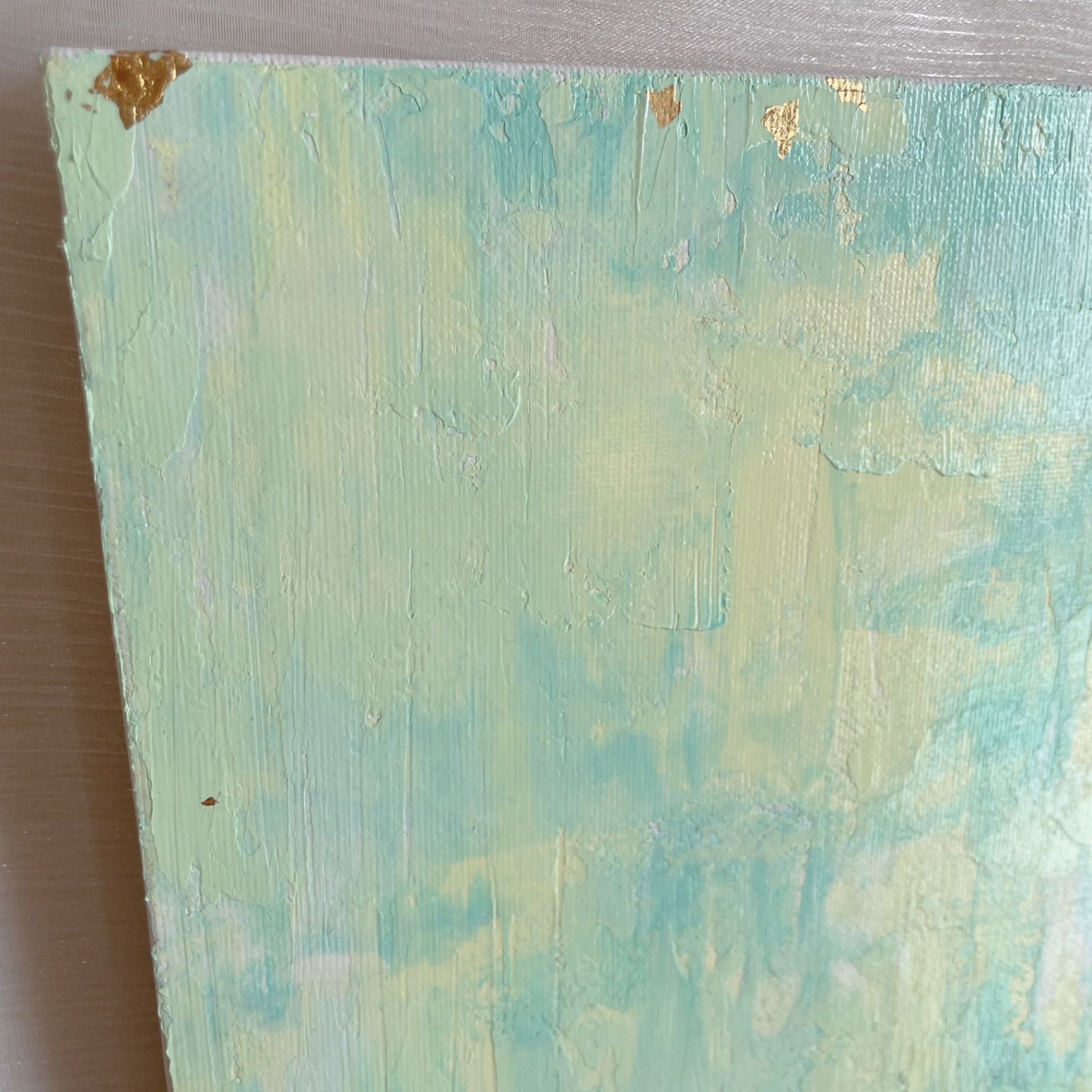 優しい色✴︎絵画 アクリル画 癒し 綺麗 可愛い グリーン 緑 淡い 儚い