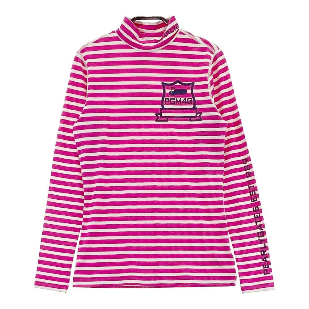 サイズ：1 PEARLY GATES パーリーゲイツ  ハイネック 長袖Tシャツ ボーダー柄 ピンク系 [240101286608]# ゴルフウェア レディース ストスト