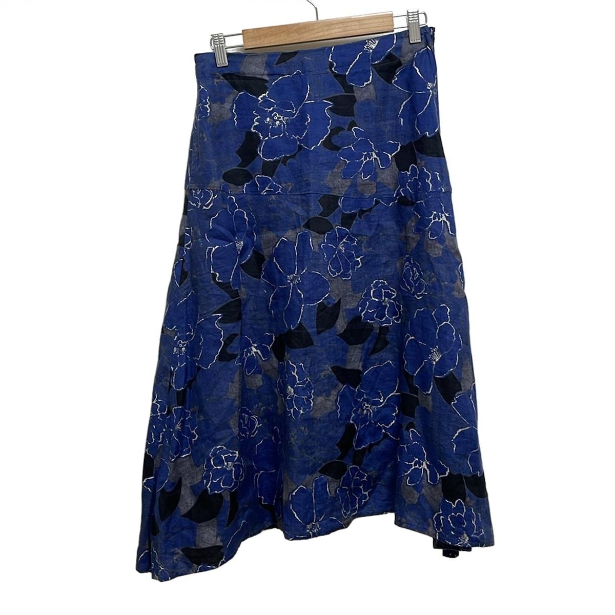 Plantation プランテーション ロングスカート サイズM レディース - ネイビー×黒×マルチ 花柄