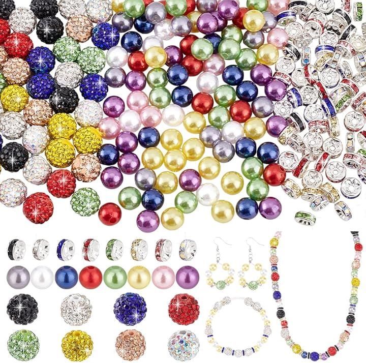 PH PandaHall 368個マルチカラー アクリルラインストーンビーズセット
