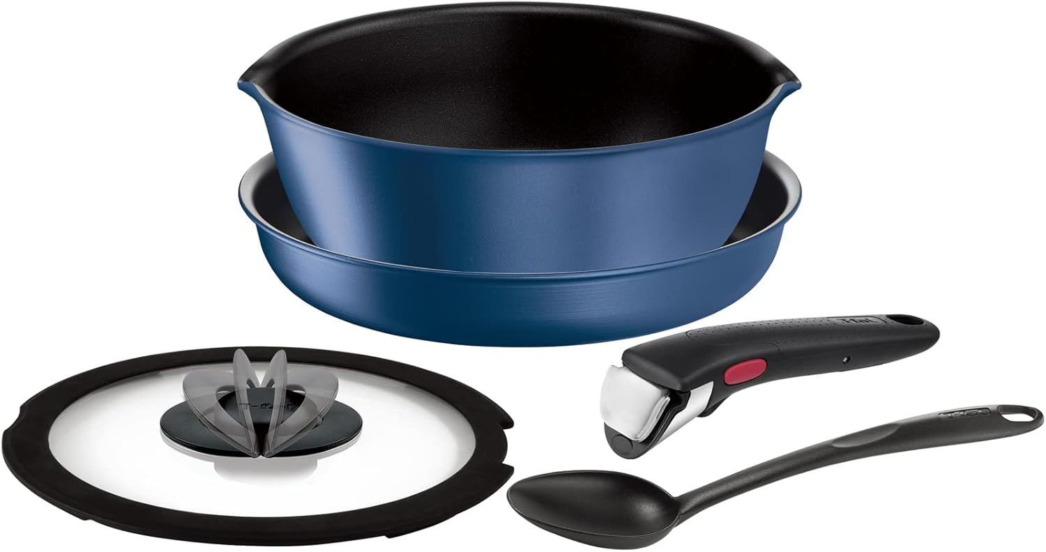 ティファール 取っ手のとれる 鍋 フライパンセット 5点セット IH ガス火対応 炒めるのに便利なスプーン付き PFOAなどの有害物質不使用 インジニオ・ネオ IHブルーマーキーズ・アンリミテッド こびりつきにくさ長持ち ブルー L77995