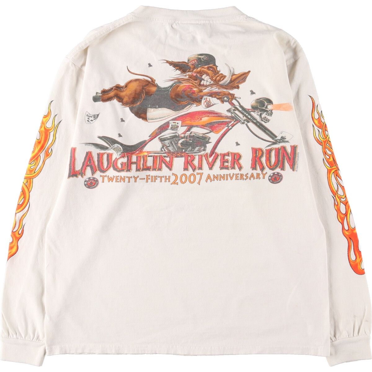 古着 00年代 LAUGHLIN RIVER RUN 両面プリント ロングTシャツ ロンT 