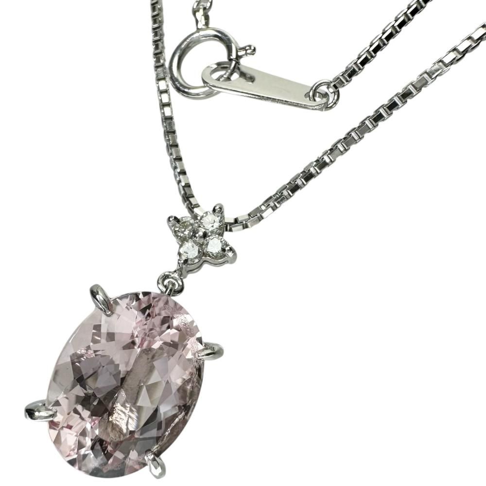モルガナイト 3.52ct ダイヤモンド 計0.08ct ネックレス Pt900プラチナ 