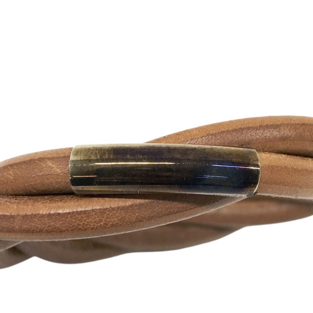 HERMES エルメス トルネード レザー ブレスレット ブラウン系