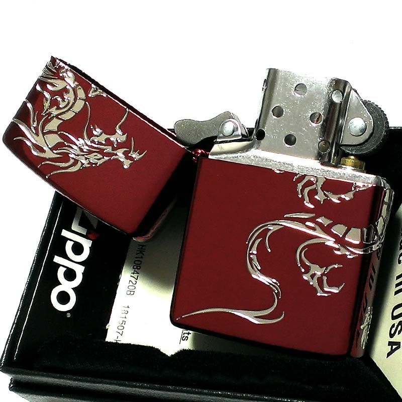 ZIPPO ライター ドラゴンタトゥー ジッポ 龍 ワインレッド トライバル 