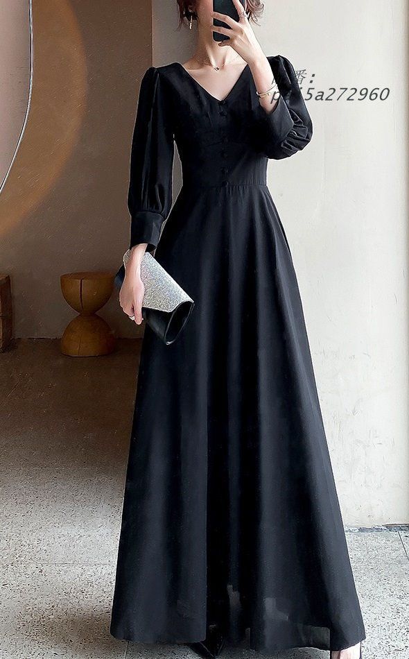 袖あり パーティードレス