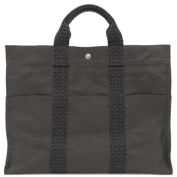 エルメス HERMES トートバッグ エールライントート MM キャンバス グレー シルバー金具 鍵 カデナ
