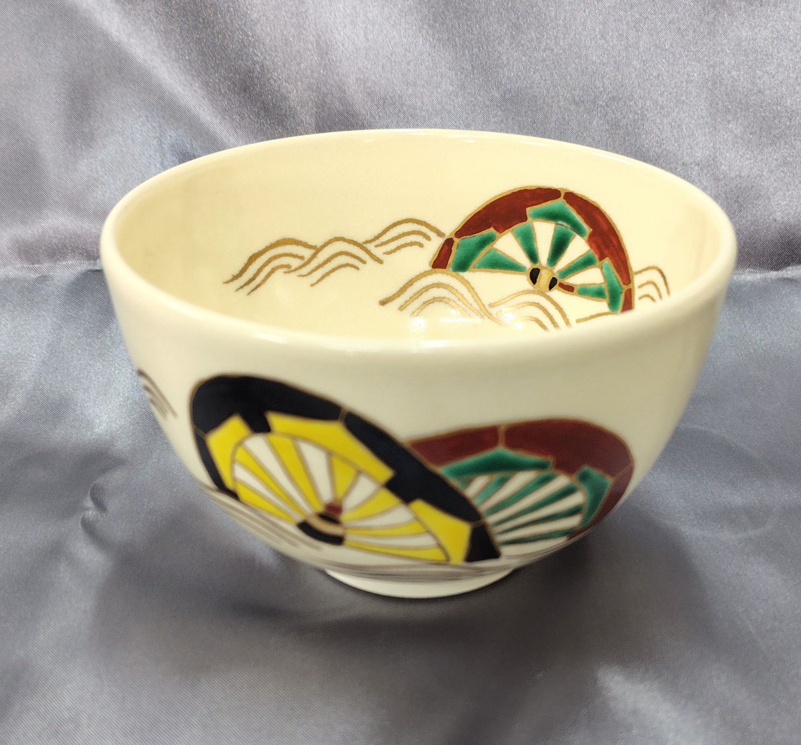 抹茶茶碗 京焼 平安 浅見与し三造 金彩 『色絵 紫陽花』 茶道具 吉峯窯