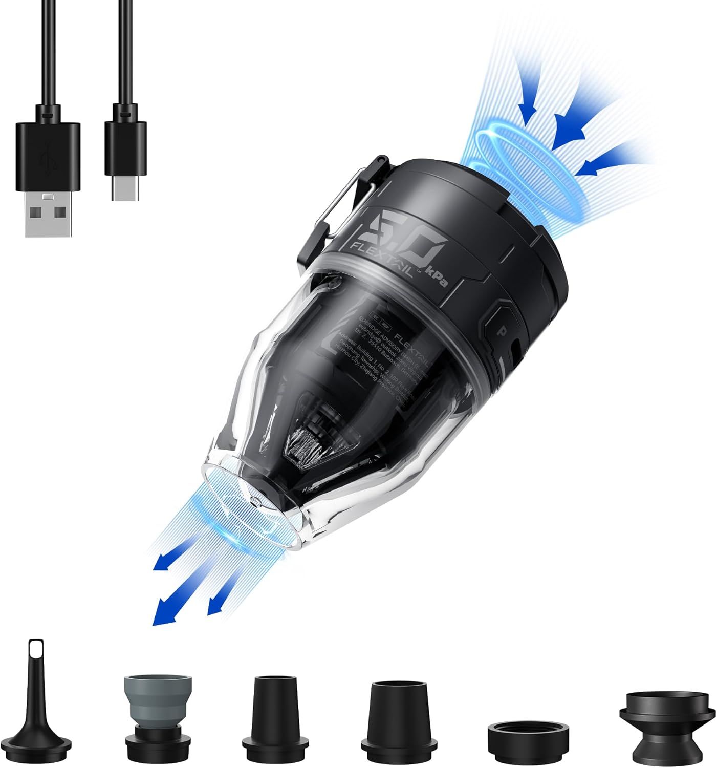 FLEXTAILGEAR MAX PUMP 3 携帯式エアーポンプ USB充電式 最軽量ポンプ 5kPa 照明ライト付き 携帯型 テントライト 懐中電灯 エアーポンプ 空気入れ 空気抜く 電動ポンプエアーベットなど対応 便利