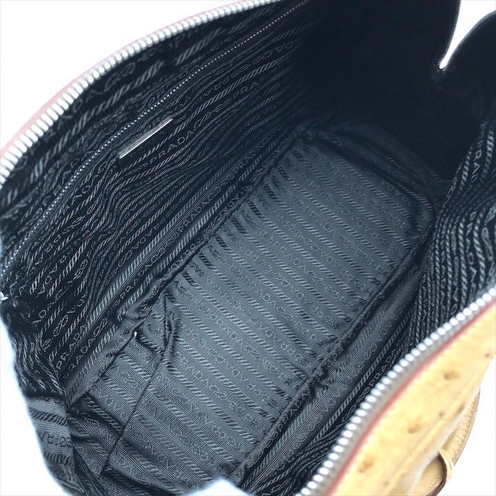 PRADA PRADA オーストリッチ ボストンバッグ 三角ロゴ - 展示品 PRADA