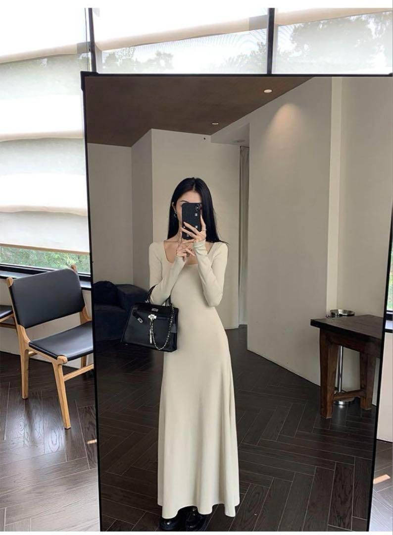 ニットタイトロングワンピース 春の女子会