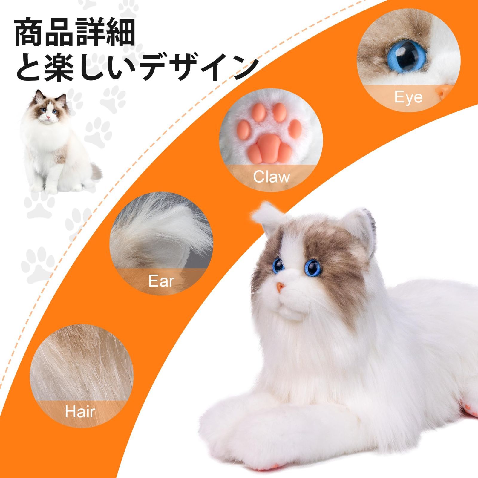 Chongker ぬいぐるみ ハンドメイド リアルな猫 Chongker 猫ぬいぐるみ リアル 本物そっくり ハンドメイド