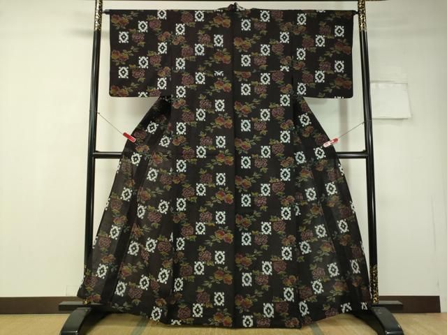 平和屋着物▽久留米絣 単衣 吉祥丸文 綿 逸品 CAAV4799vp