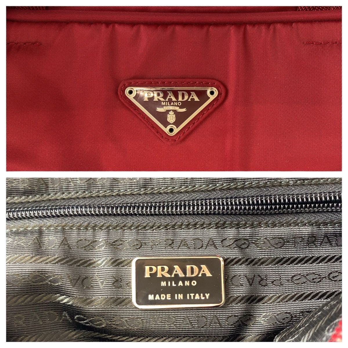 PRADA プラダ テスート 三角ロゴプレート ワインレッド ボルドー  