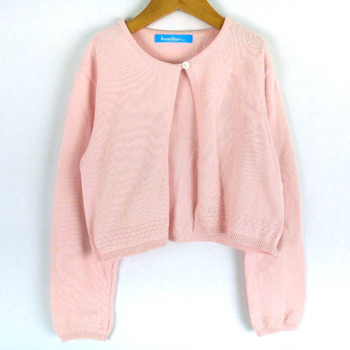 ファミリア カーディガン トップス コットンニット ボレロ キッズ 女の子用 130サイズ ピンク Familiar 【中古】