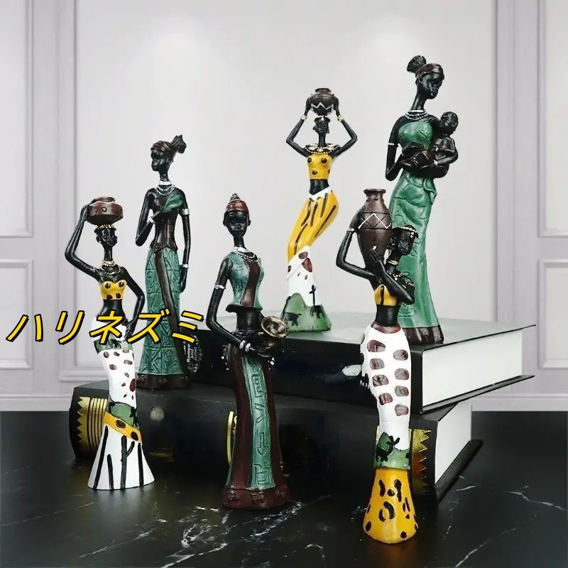 エレガントな3個セット トライバル女性レジン像オーナメント - アートクラフトデザイン、本棚、リビングルーム、オフィスキャビネットに最適、インテリア装飾に調和したホームデコレー