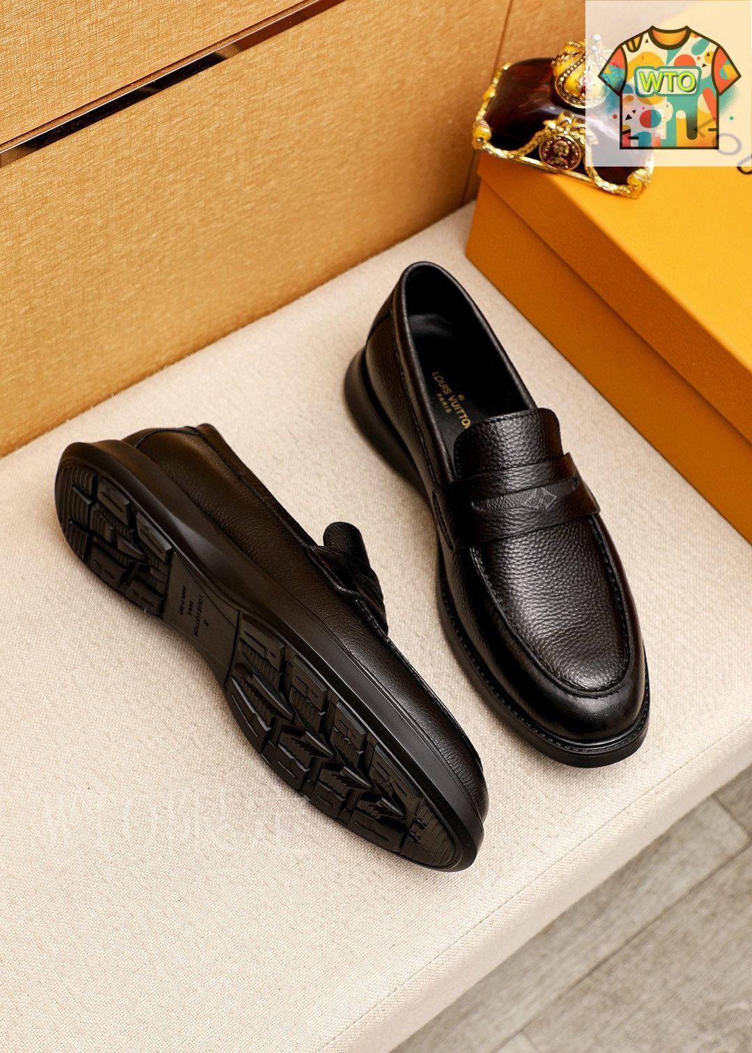 ★未使用★Louis Vuitton エピLVロゴレザーシューズ バーガンディ9 LOUIS VUITTON ルイ・ヴィトン カジュアルレザーシューズ09-2