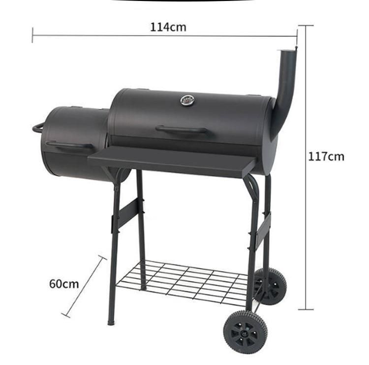 煙突付き親子焼き炉アウトドア 燻製 焼き肉グリル手押し車付き木炭焼き炉親子炉 今がチャンス ZZ520