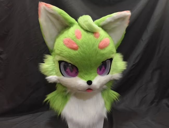猫 緑 着ぐるみ ケモノ ファースーツ コスプレ コスチューム マスク キグルミ