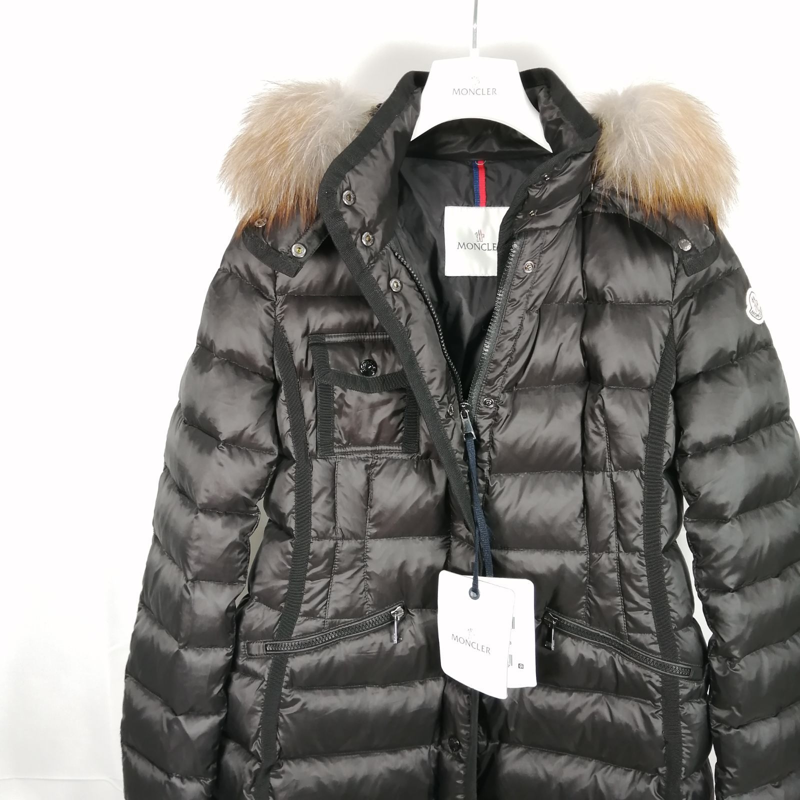 未使用 MONCLER HERMIFUR GIUBBOTTO ダウン ジャケット エルミファー F20931C51601 53048 TG 3 BLK  ブラック 黒 アウター ナイロン リアルファー FOX