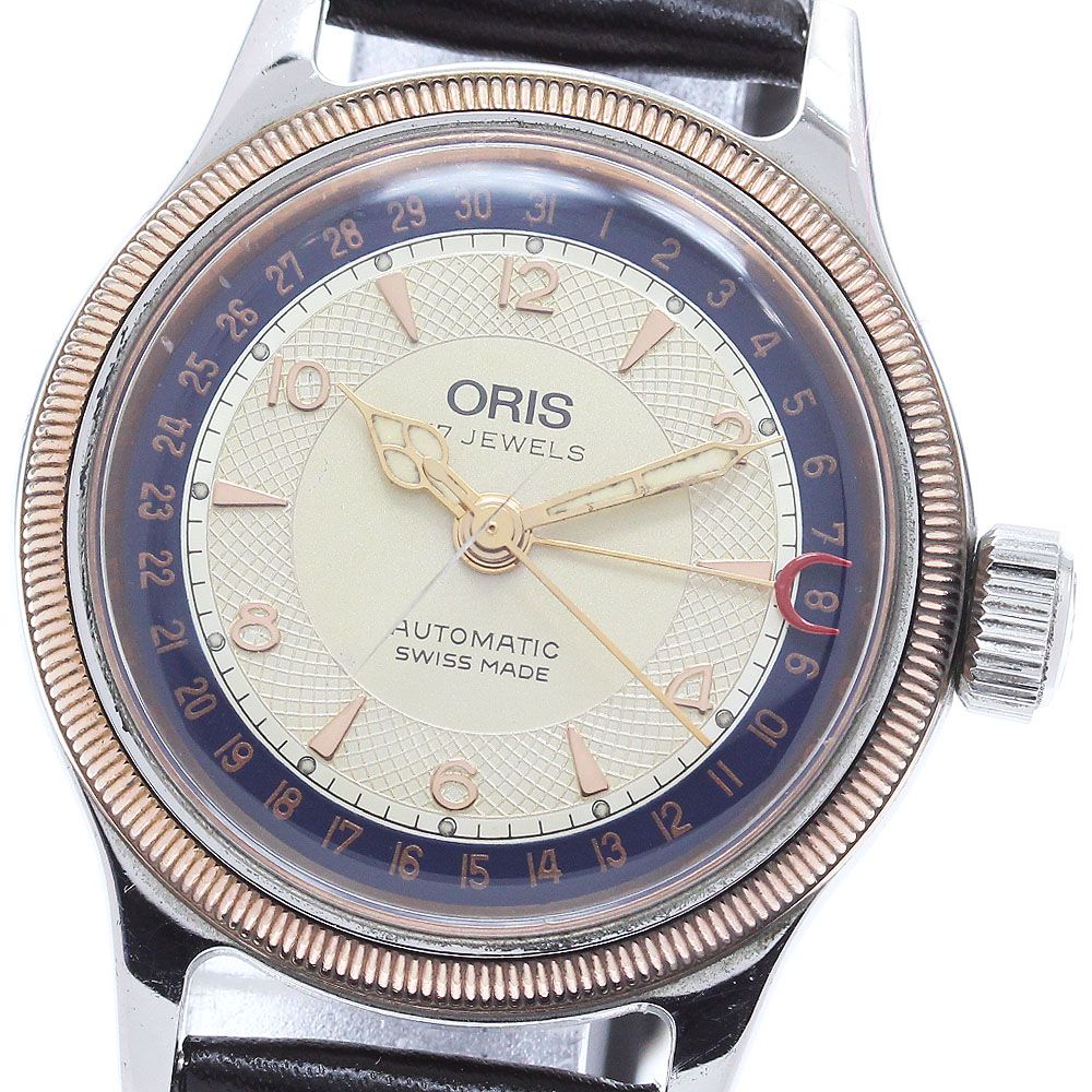 オリス ORIS 7400B ポインターデイト 裏スケ 自動巻き メンズ_871382 