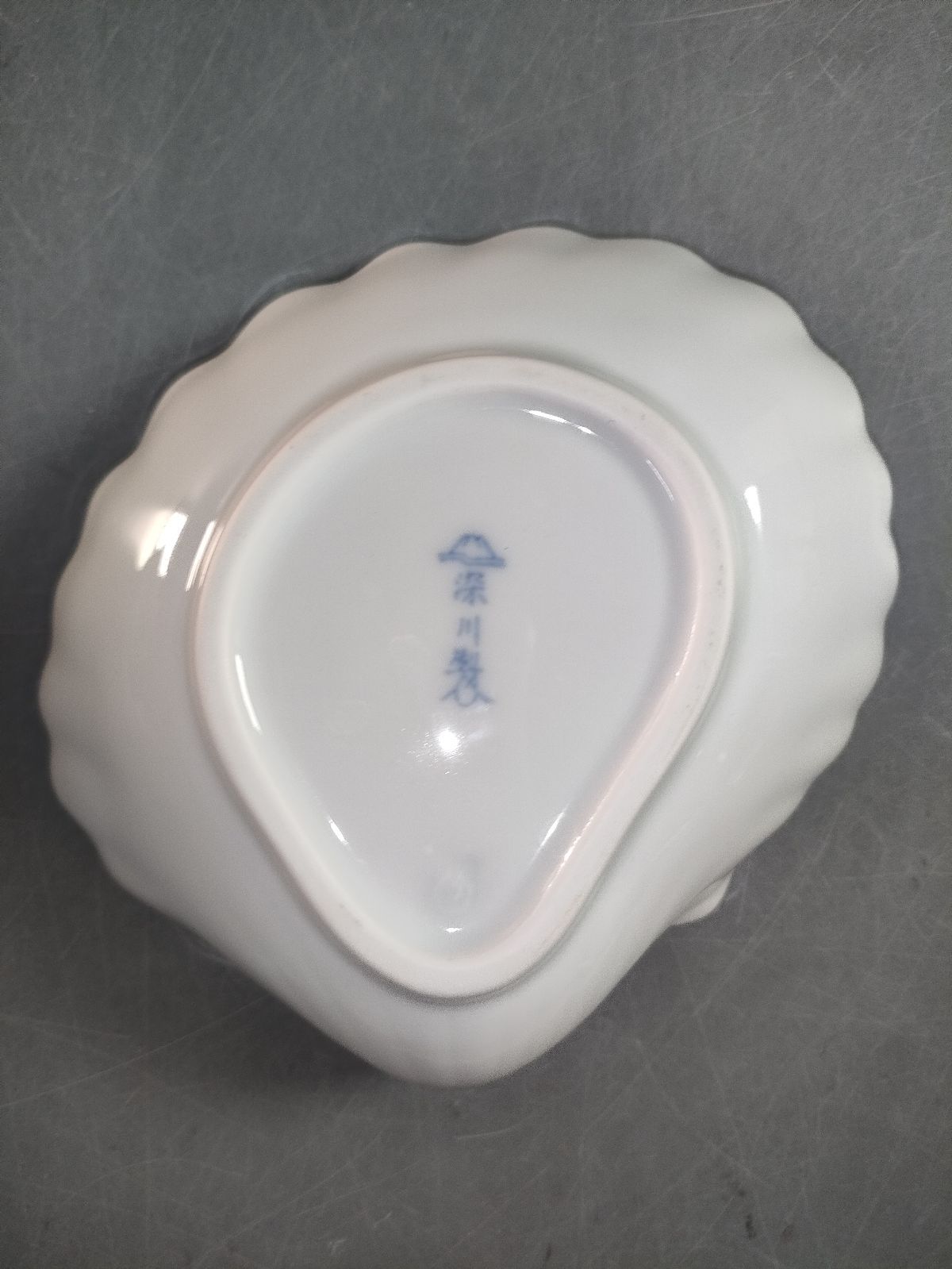 S2-4/有田焼/深川製磁/ブルーワイナリー貝型皿5客/飾皿/向付/懐石道具