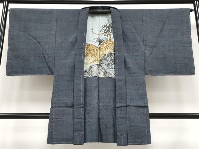 平和屋本店■極上　男性　紬　アンサンブル　羽裏：虎　逸品　未使用　CYAA2183s5 平和屋本店□極上 男性 紬 アンサンブル 羽裏：虎 逸品 未使用