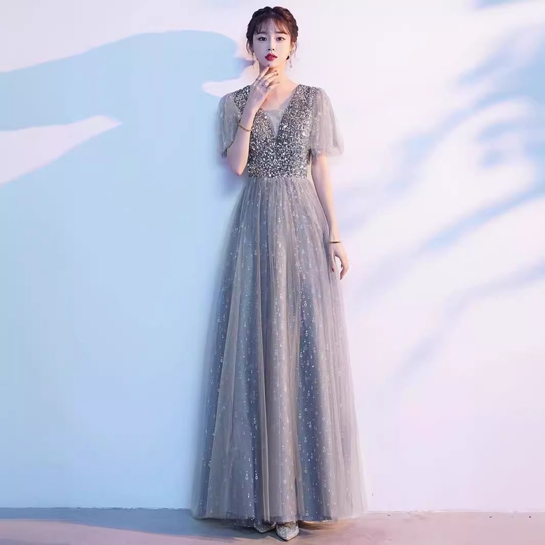 即 OKロングドレス演奏会フォーマルドレスマキシ丈結婚式ドレスワンピースVネックレディースAライン発表会パーティードレス WWW_NOITHATQUANGTHANH_NET